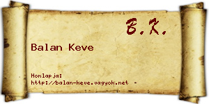 Balan Keve névjegykártya